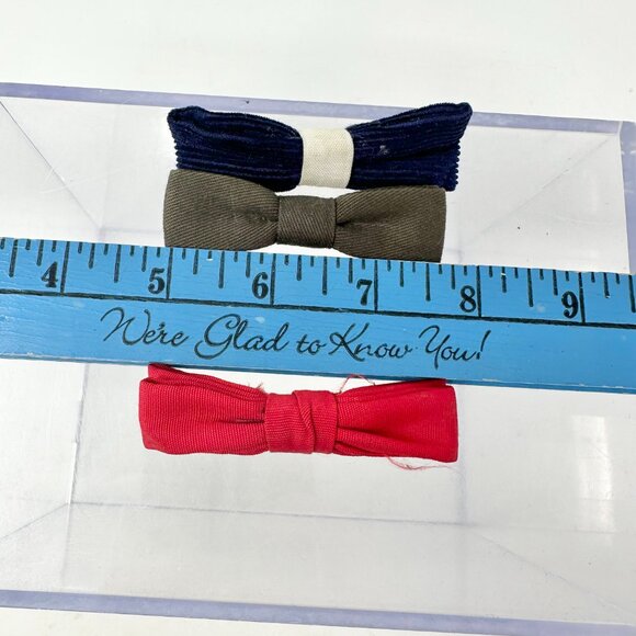 Vintage Royal Rust Resistant Clip On Bow Ties Corduroy Preppy Navy Blue Red Gray - Picture 8 of 13